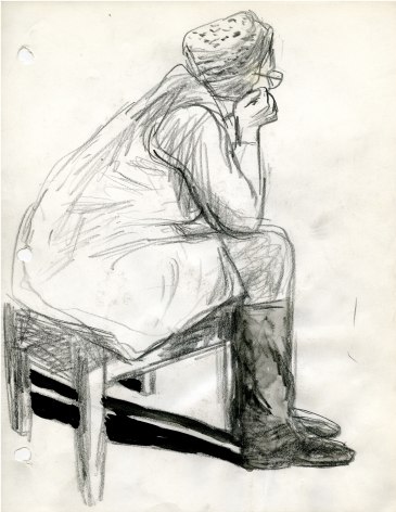 Seated Woman in Scarf and Boots c. 1968
