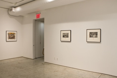 Installation view, Enrique Chagoya, Aliens Sans Fronti&egrave;res, George Adams Gallery, New York, 2018.