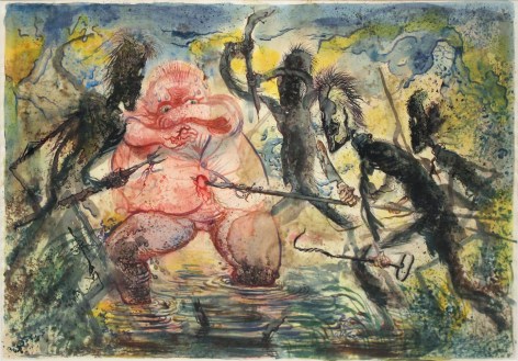 George Grosz Attacked by the Stick Men, 1947