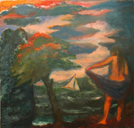 Elmer Bischoff  Figure, Boat, Clouds, 1971
