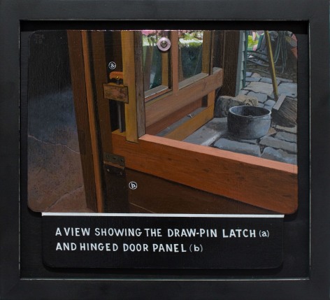 Tony May, 'A View Showing the Draw-Pin Latch (a) and Hinged Door Panel (b)' 2018