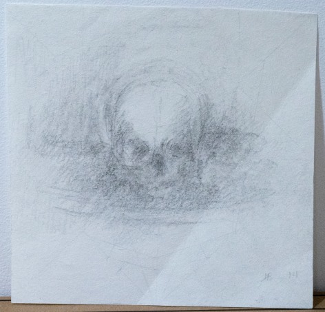 untitled (skull), 2014, Graphite on paper