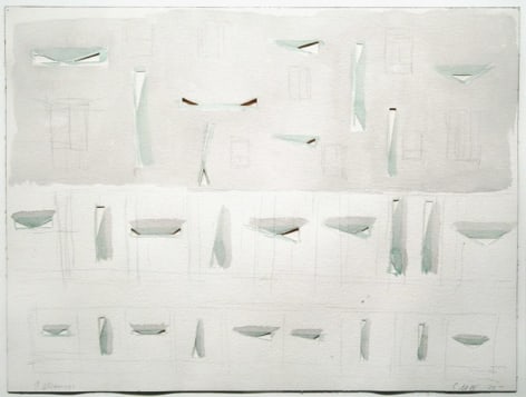 9 CLEARINGS, 1975, Watercolor and pencil on watercolor paper