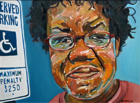 Renee with Handicap Sign, 2011, Oil on canvas
