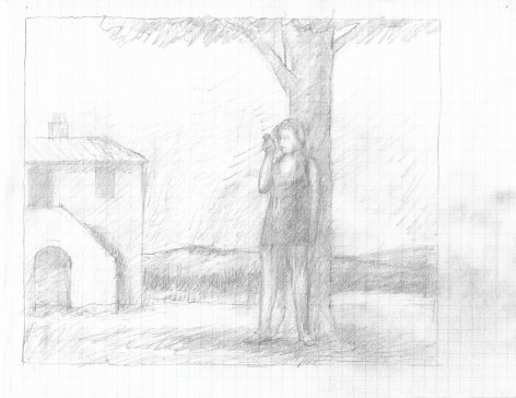 Musing (4) (Standing Figure with Cell&nbsp;Phone), n.d., Pencil on paper