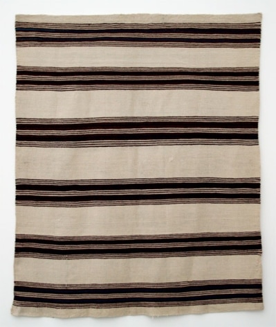 NAVAJO STRIPED BLANKET, ca. 1860, White and brown are undyed native handspun;
