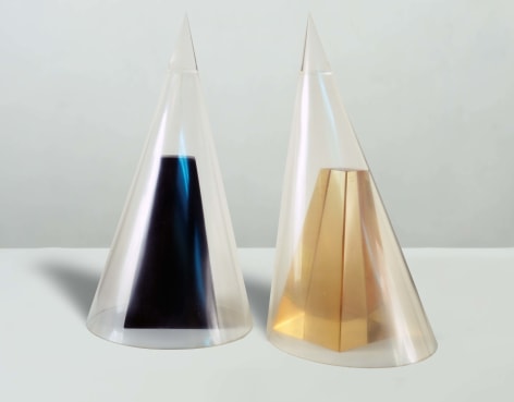 two inverted clear cones