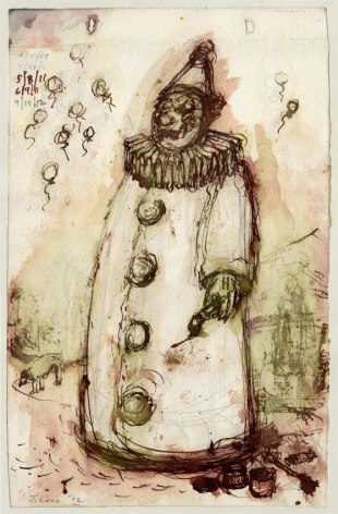 Untitled (Clown), 2009-2012, Pencil, Watercolor and Ink on paper
