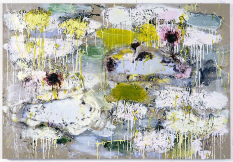 ALIZARIN AND ICE, 2006, Oil, acrylic, twigs, seeds, fabric, paper,