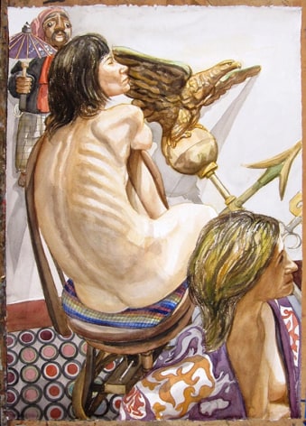 Two Models, Eagle Weathervane and Marionette, 2008, Watercolor on Paper