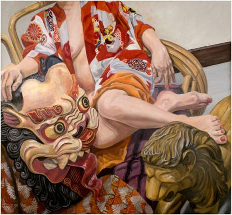 Philip Pearlstein, Model with Indonesian Mask, 2015