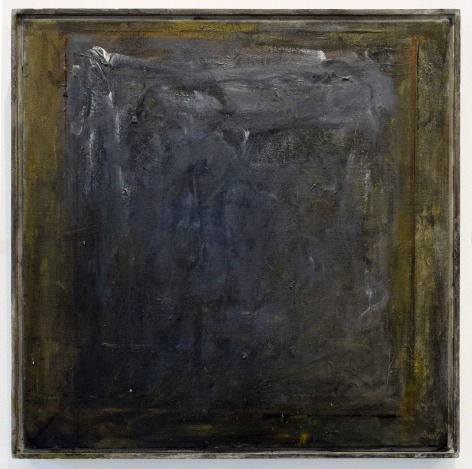 Abstract painting with gray interior and brown border
