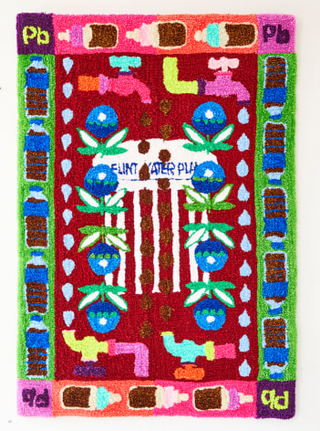 Johannah Herr  War Rug V (Flint Water Crisis), 2020  Tufted rug using acrylic and wool yarn  84 x 122 cm / 33 x 48 in