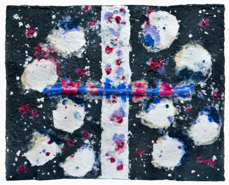 Joan Snyder  Moon Altar, 2012  Paper pulp, fabric, rope, and berries  70.4 x 87.6 cm / 27 3/4 x 34 1/2 in