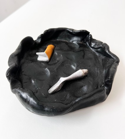 Wendy White  Long Day, 2023  Epoxy resin, paper cigarettes  2.5 x 10 x 10 cm | 1 x 4 x 4 in