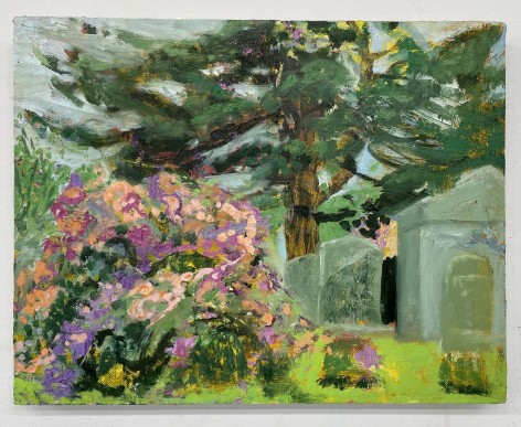 Lumin Wakoa  Spring in Ahawith Chesed Cemetary, 2023  Oil on linen over panel  29.9 x 35.5 cm | 11 x 14 in