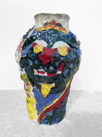 Emily Yong Beck  Horangi &amp; Haetae, 2022  Stoneware, glaze, majolica and underglaze  47 x 29 x 28 cm | 16.5 x 11.5 x 11 in