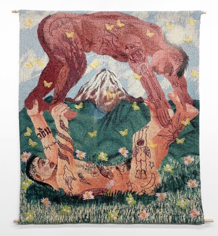 Juan Arango Palacios jacquard woven tapestry. Title: Axis Mundi. Gaa Gallery