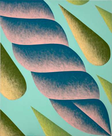 Corydon Cowansage  Drops (Green, Turquoise, Peach), 2023  Acrylic on canvas  122 x 101.5 cm | 48 x 40 in