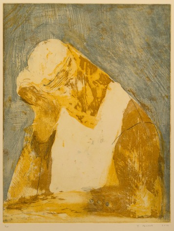 Jennifer Packer Printed by Rob Swainston, Prints of Darkness Studio 3 plate color etching, aquatint, drypoint on creme colored Reeves BFK  50.8 &times; 61 cm / 24 x 20 in  Edition of 20 + 10 AP + 5 PP
