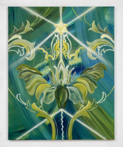 Calli Moore  Emerald Star Blossom, 2023  Acrylic and oil on canvas  152.5 x 122 cm | 60 x 48 in