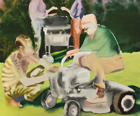 Julia Garcia  The Mower, 2023  Acrylic and ink on canvas  152.5 x 183 cm | 60 x 72 in