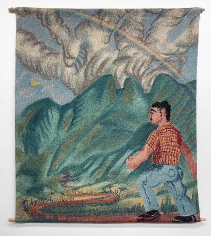 Juan Arango Palacios jacquard woven tapestry. Title: Cielo y Tierra. Gaa Gallery.