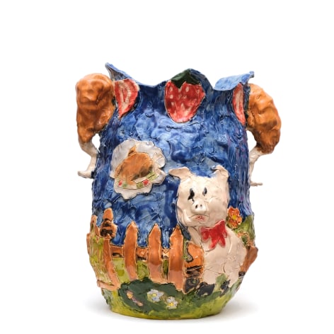 Emily Yong Beck  Pigs is Pigs 1, 2022  Stoneware, glaze, majolica and underglaze  31 x 26 x 21 cm / 12 1/8 x 10 1/4 x 8 1/8 in