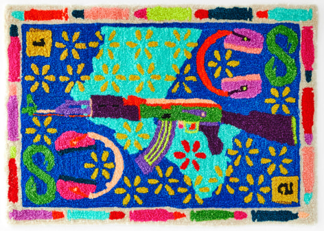 Johannah Herr  War Rug III (El Paso Shooting), 2020  Tufted rug using acrylic and wool yarn  71 x 122 cm / 28 x 48 in