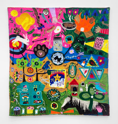 Kaylie Kaitschuck  Girl Scout Law, 2022  Yarn embroidery on felt  147 x 137 cm / 58 x 54 in