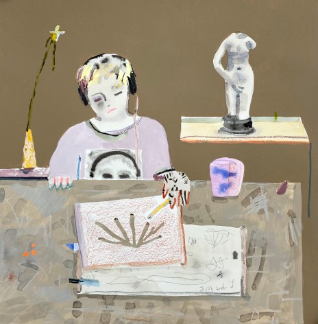 Erika Wastrom  Belongings, 2022  Mixed media on paper  46.3 x 45.7 cm / 18 1/4 x 18 in
