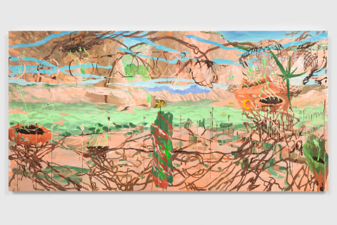 Esteban Cabeza de Baca (b. 1985, San Ysidro, California, USA)  La Llamada de la familia, 2021  Acrylic on canvas  152.4 x 304.8 cm / 60 x 120 in