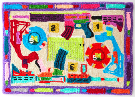 Johannah Herr  War Rug IV (Las Vegas Shooting), 2020  Tufted rug using acrylic and wool yarn  71 x 122 cm / 28 x 48 in