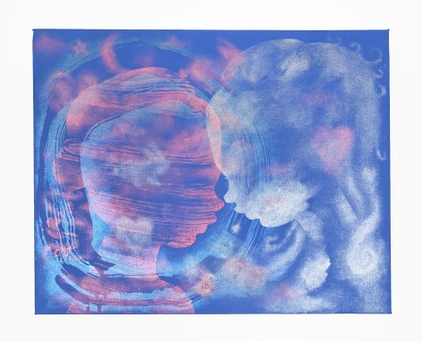Alyssa Klauer  Head in the Clouds, 2022  Acrylic and oil on canvas  40.5 x 51 cm / 16 x 20 in