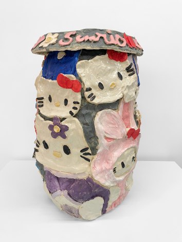 Emily Yong Beck  Hello Kitty Onggi, 2023  Stoneware, majolica, and glaze  61 x 43 x 43 cm | 24 x 17 x 17 in