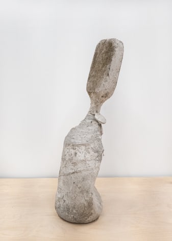 Erin Woodbrey  Contrapposto (From The Carrier Bag Series), 2020  Single-use plastic containers, ash, plaster, gauze, and steel wire  52.07 x 20.32 x 16.51 cm / 20 1/2 x 8 x 6 1/2 in