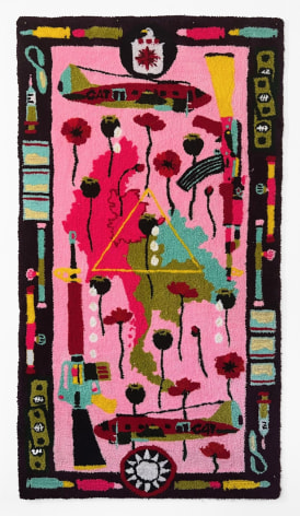 Johannah Herr  American War Rug XV (Operation Paper), 2022  Tufted rug using acrylic and wool yarn  160 x 86.5 cm / 63 x 34 in