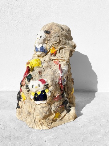 Emily Yong Beck  Infested Haetae Statue, 2022  Stoneware, glaze, majolica and underglaze  40.5 x 28 x 38 cm | 16 x 11 x 15 in