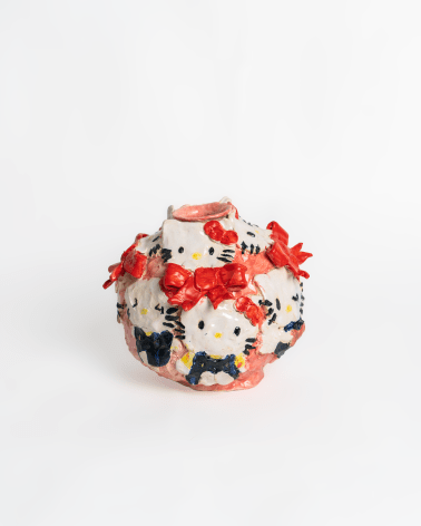 Emily Yong Beck  Hello Kitty Bow, 2023  Stoneware, majolica, and glaze  19 x 21.5 x 19 cm / 7 1/2 x 8 1/2 x 7 1/2 in