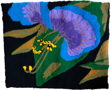Kim Westfall  Commelina Communis Dayflower, 2022  Tufted organza ribbon  111.7 x 147.3 cm / 44 x 58 in