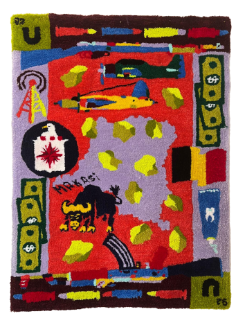 Johannah Herr  American War Rug XIV (Congo, 1961), 2022  Tufted rug using acrylic and wool yarn  122 x 86.5 cm / 48 x 34 in