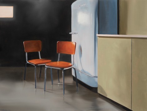 Gabe Fernandez  Two Orange Chairs and Refrigerator, 2022