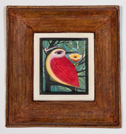 Ren&eacute; Rickabaugh (b. 1947)  Untitled (red bird yellow flower), 2021