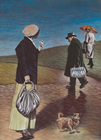 Eric Stotik (b. 1963)  LR366 Untitled (three figures with dog), 2020
