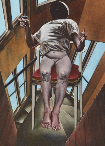 Eric Stotik (b. 1963)  Untitled LR361 (seated figure with knife), 2020