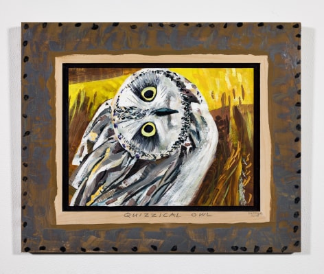Lucinda Parker (b. 1942)  Quizzical Owl, 2020  gouache on masonite