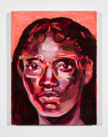 Elizabeth Malaska (b. 1978)  Girl (Pink &amp; Red), 2020  flashe on canvas