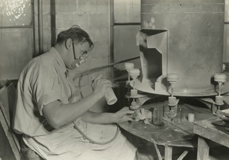 Lewis Hine - Glass paint Sprayer, T.C. Wheaton Co. - Millville, New Jersey, January 1937