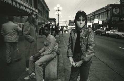 Mary Ellen Mark  Tiny on Pike Street, 1983  Gelatin silver print; printed later  8 3/4 x 13 inches