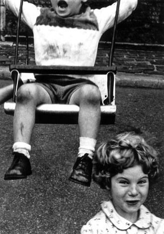 William Klein - Boy + Swing + Simpering Girl, New York, 1955 - Howard Greenberg Gallery